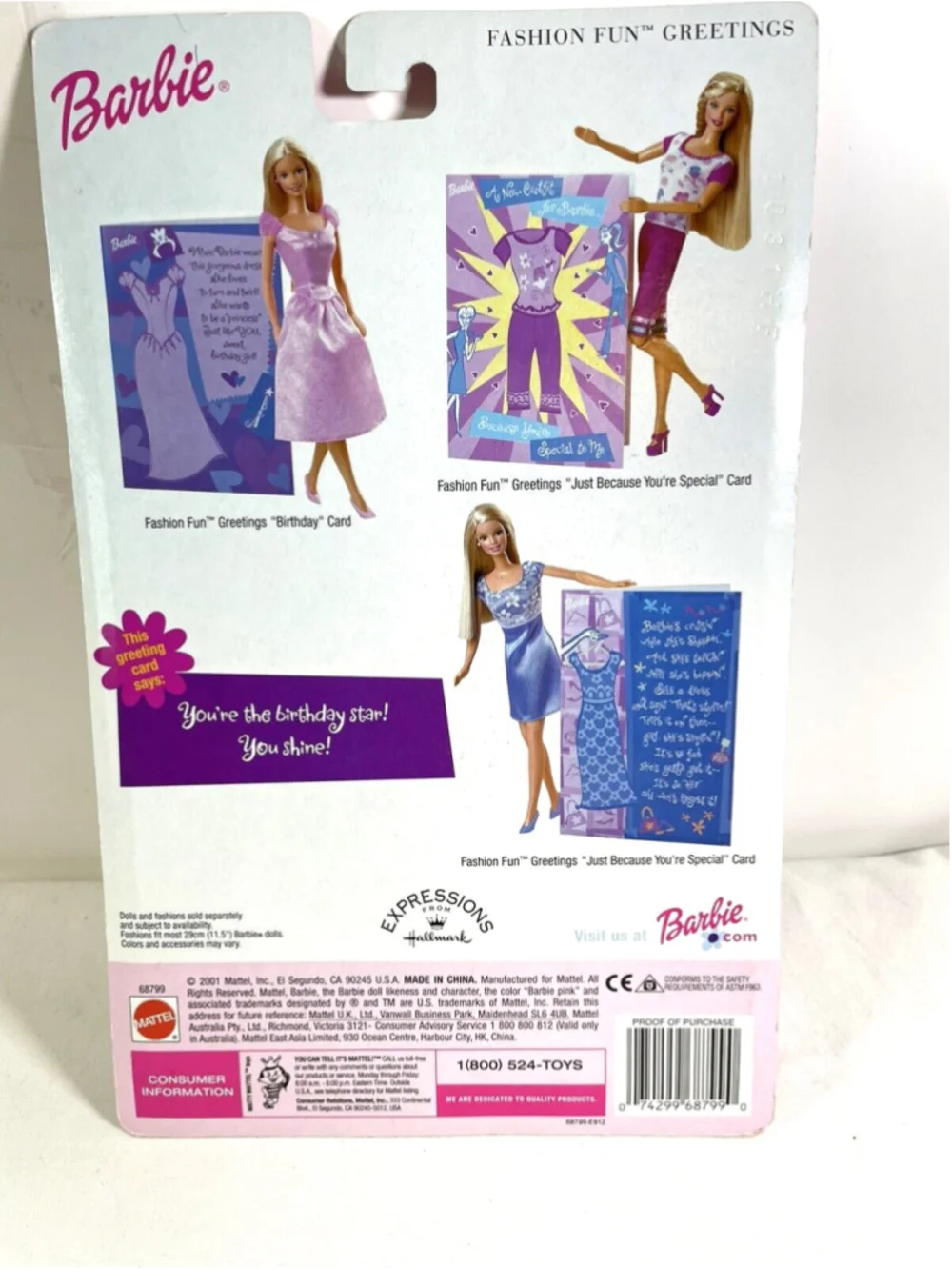 NEW 2001 Barbie Fashion Fun Greetings Tutu with Hallmark Birthday Card #68799
